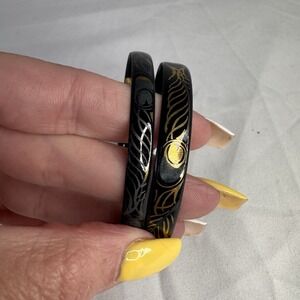 Laurana Bangle Bracelets Peacock Feather Lot‎ Of 2 Interlocking Vintage Italian